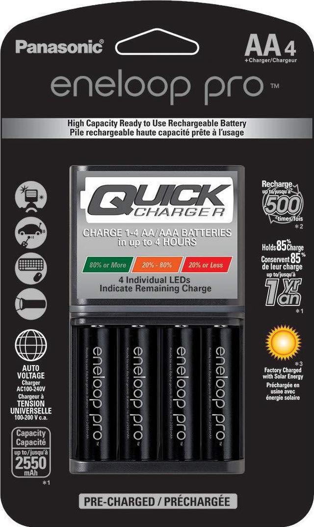 Chargeur Panasonic + 4 x piles AAA Panasonic Eneloop - batterie appareil  photo