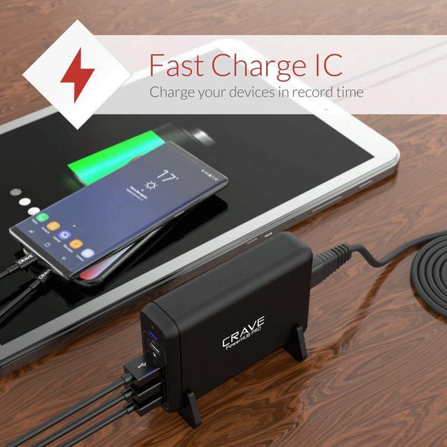 Alt view image 5 of 7 - 75W 4-port Desktop Charger, Crave PowerHUB PRO [60W PD + Quick Charge QC3.0] Multi-Port Charger Hub with Fast IC Technology for MacBook with Thunderbolt 3 port, laptops, iPhone, iPad, Samsung and more