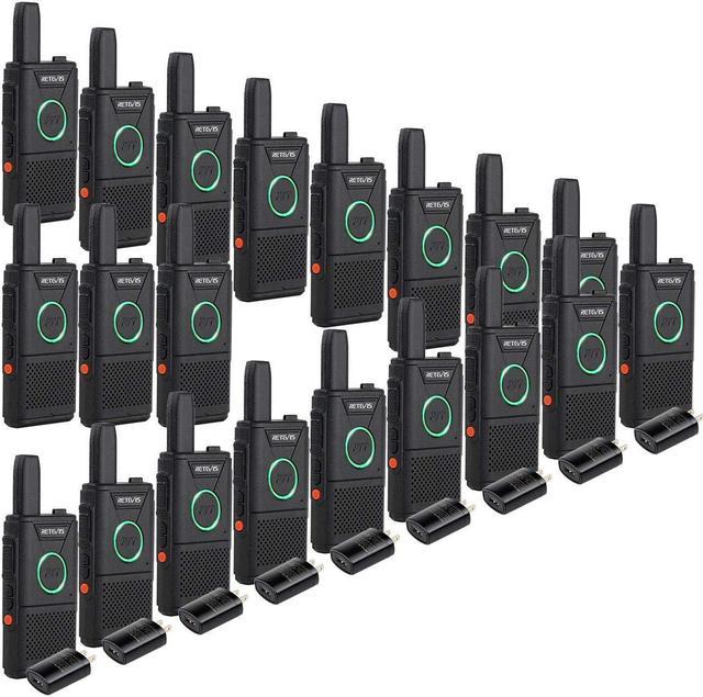 Retevis RT18 Way Radios Rechargeable Long Range Dual PTT Metal Clip VOX  UHF FRS Small Walkie Talkies with USB Charger(20 Pack)