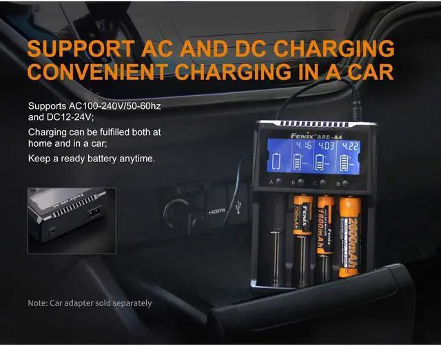 Alt view image 7 of 7 - Fenix are-A4 Multifunctional Smart Battery Charger for Popular Rechargeable Batteries with LumenTac Battery Organizer