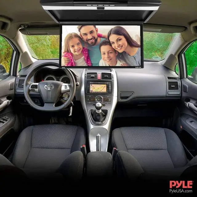 Alt view image 7 of 8 - Car Overhead Monitor Screen Display - 17.3 inch. LCD Vehicle Flip Down Roof Mount Console - HDMI TV Player Control Panel w/Built-in IR Transmitter for Wireless IR Headphone - Pyle PLRV1725