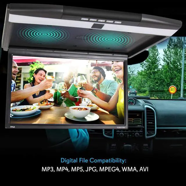 Alt view image 5 of 8 - Car Overhead Monitor Screen Display - 17.3 inch. LCD Vehicle Flip Down Roof Mount Console - HDMI TV Player Control Panel w/Built-in IR Transmitter for Wireless IR Headphone - Pyle PLRV1725