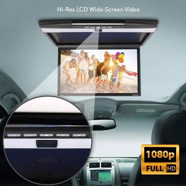 Alt view image 3 of 8 - Car Overhead Monitor Screen Display - 17.3 inch. LCD Vehicle Flip Down Roof Mount Console - HDMI TV Player Control Panel w/Built-in IR Transmitter for Wireless IR Headphone - Pyle PLRV1725