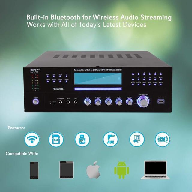 4 Channel Wireless Bluetooth Amplifier - 3000 Watt Stereo Speaker