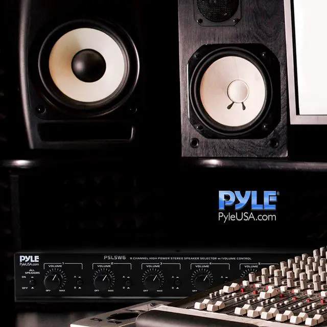 Alt view image 6 of 14 - 6 Channel Speaker Selector Switch - Multi Zone A B Speaker Distribution Controller Box w/ Independent Audio Source Volume Control, Supports Home Theater Stereo Receiver System - Pyle PSLSW6