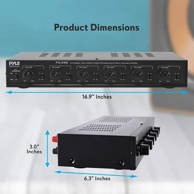 Alt view image 2 of 14 - 6 Channel Speaker Selector Switch - Multi Zone A B Speaker Distribution Controller Box w/ Independent Audio Source Volume Control, Supports Home Theater Stereo Receiver System - Pyle PSLSW6