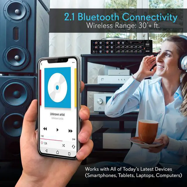 Alt view image 7 of 14 - 12-Channel Wireless Bluetooth Power Amplifier - 6000W Rack Mount Multi Zone Sound Mixer Audio Home Stereo Receiver Box System w/RCA, USB, AUX - for Speaker, PA, Theater, Studio/Stage - Pyle PT12050CH