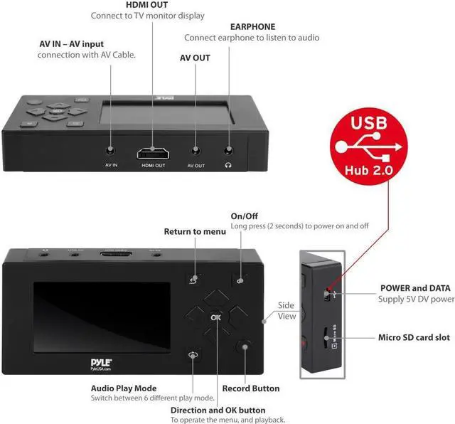 Alt view image 4 of 8 - Pyle Video Game Capture Card - w/ LCD Monitor-AV Recorder, HDMI Support, Full HD 1080P Digital Media File Creation System w/ Audio For USB, SD, PC, DVD, PS4, PS3, XBox One, XBox 360 and Wii - (PVRC49)