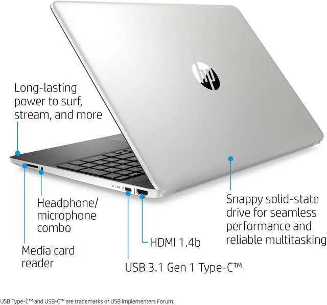 Alt view image 3 of 11 - HP 15-Inch HD Touchscreen Laptop, 10th Gen Intel Core i5-1035G1, 8 GB SDRAM, 512 GB Solid-State Drive, Windows 10 Home (15-dy1020nr, Natural Silver)
