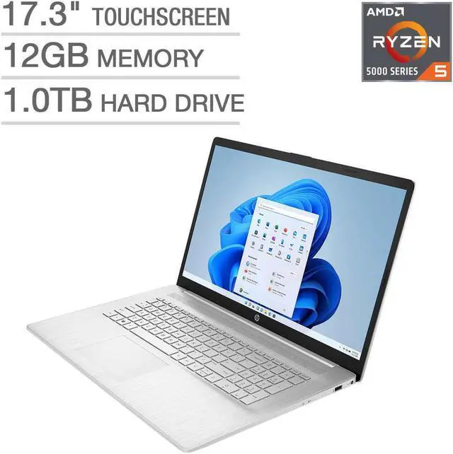 Alt view image 8 of 9 - HP Laptop 17-CP1035CL 17.3" HD+ Touch Display AMD Ryzen 5 5625U 12GB RAM 1TB HDD