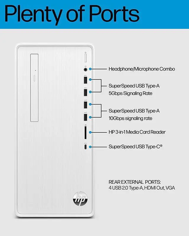 Alt view image 2 of 5 - HP Pavilion TP01-3016 Desktop Intel Core i5-12400 2.50GHz up to 4.4 GHz Intel UHD Graphics 730, 12GB DDR4-3200 RAM 256GB PCIe NVMe TLC M.2 SSD Windows 11 Home - 577M9AA