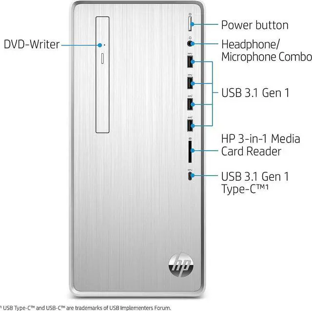 Alt view image 6 of 6 - HP TP01-2165Z Desktop AMD Ryzen 5 5600G 3.9 GHz up to 4.4 GHz 16GB DDR4-3200 RAM 2 TB SATA HDD + 256 GB PCIe NVMe SSD AMD Radeon Graphics Windows 11 Home