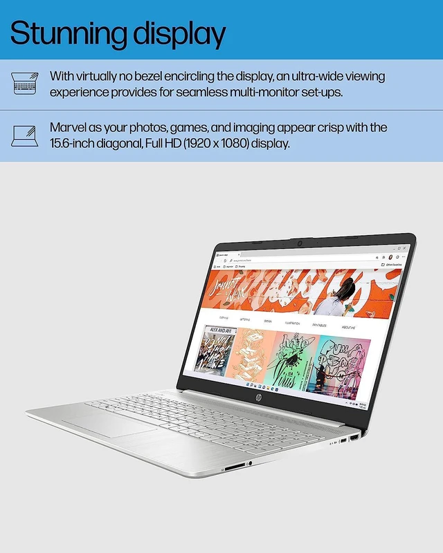 Alt view image 3 of 5 - HP 15-DY5024NR 15.6" FHD 1920x1080 IPS LED Laptop Intel Core i5-1235U 3.3 GHz up to 4.4 GHz 8GB DDR4-3200 SDRAM 256GB PCIe NVMe M.2 SSD Intel Iris Xe Graphics Windows 11 Home