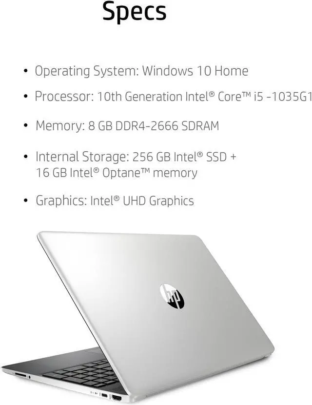 Alt view image 3 of 11 - HP 15-DY1051WM 15.6" HD 1366x768 Laptop Intel Core i5-1035G1 1.0 GHz 8GB DDR4-2666 SDRAM 256GB SSD+16GB Optane Intel UHD Graphics Windows 10 Home, 8MM76UA