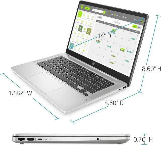 Alt view image 4 of 6 - HP Chromebook 14a-na1083cl 14" FHD IPS Intel Celeron N4500 1.10 GHz up to 2.80 GHz 4GB RAM 128GB eMMC Intel UHD Graphics Chrome OS Laptop, B Grade - 67U94UA