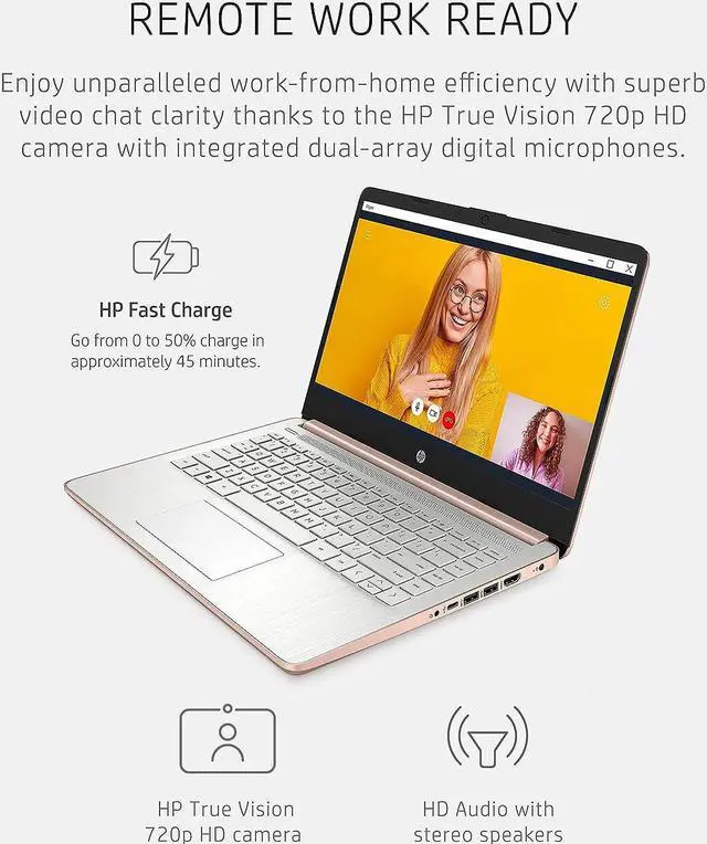 Alt view image 15 of 17 - HP 14-dq0030nr 14" HD Laptop Intel Celeron N4020 1.1 GHz up to 2.8 GHz Intel UHD Graphics 4 GB DDR4-2400 RAM 64 GB eMMC Windows 10 Home in S mode - 47X77UA
