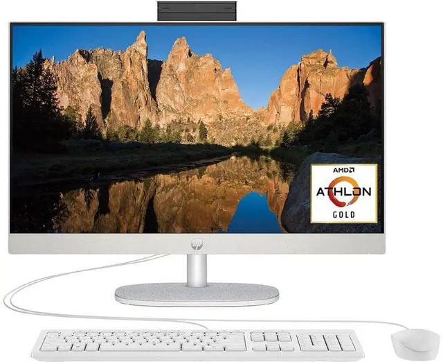 Main image of HP 24-cr0046 23.8" FHD All-In-One Desktop AMD Athlon Gold 7220U, Dual-core 2.4GHz up to 3.7 GHz 4GB DDR4-3200 MHz RAM 256GB SSD AMD Radeon Graphics Windows 11 Home - 7L018AA