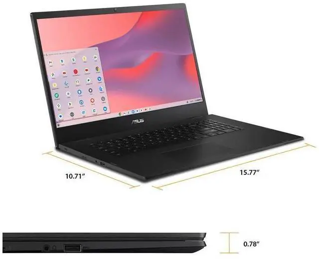 Alt view image 5 of 6 - ASUS Chromebook CX1700CKA-WS48F 17.3" FHD Laptop Intel Celeron N4500, Dual-core 1.1 GHz up to 2.8 GHz 4GB LPDDR4X RAM 128GB eMMC Intel UHD Graphics Chrome OS