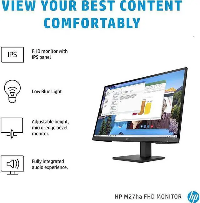 Alt view image 8 of 11 - HP 27H G4 27" IPS FHD 60Hz Desktop Monitor 5ms,16:9, Height and Tilt Adjustment Built-in Dual Speakers - for Hybrid Workers, Black - 737K9AA