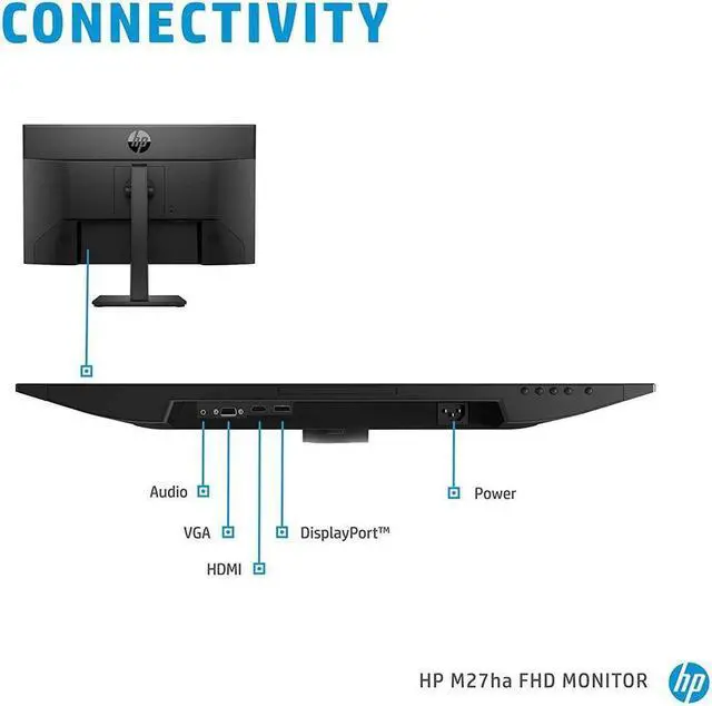 Alt view image 9 of 11 - HP 27H G4 27" IPS FHD 60Hz Desktop Monitor 5ms,16:9, Height and Tilt Adjustment Built-in Dual Speakers - for Hybrid Workers, Black - 737K9AA