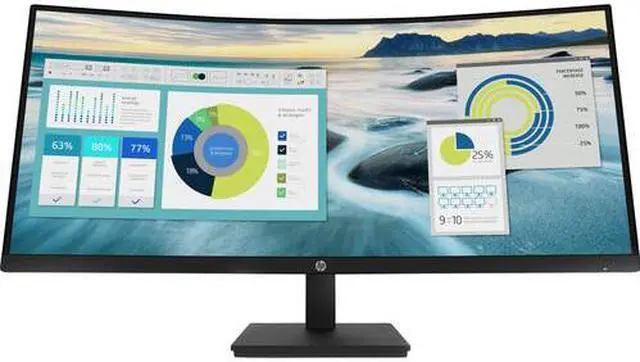 Alt view image 2 of 6 - HP P34hc G4 34" 21:9 Curved VA Monitor 5 ms Response Time, 60Hz Refresh Rate, VESA 100 mm, HDMI DisplayPort Tilt and Height Adjustable Stand, VESA Mountable - 21Y56AA