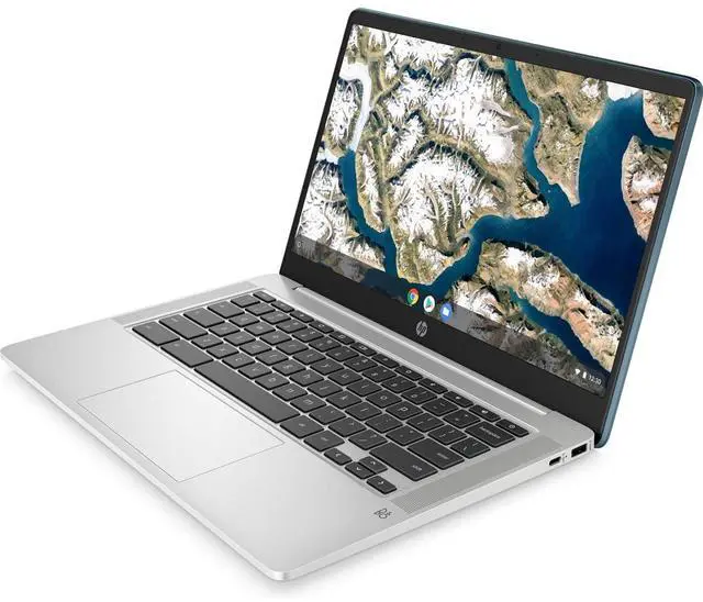 Alt view image 2 of 5 - HP Chromebook 14a-na0062tg 14" Intel Pentium Silver N5030 1.1 GHz up to 3.1 GHz 4GB 128GB eMMC Intel UHD Graphics 605 Chrome OS Laptop, Teal - 60L06UA