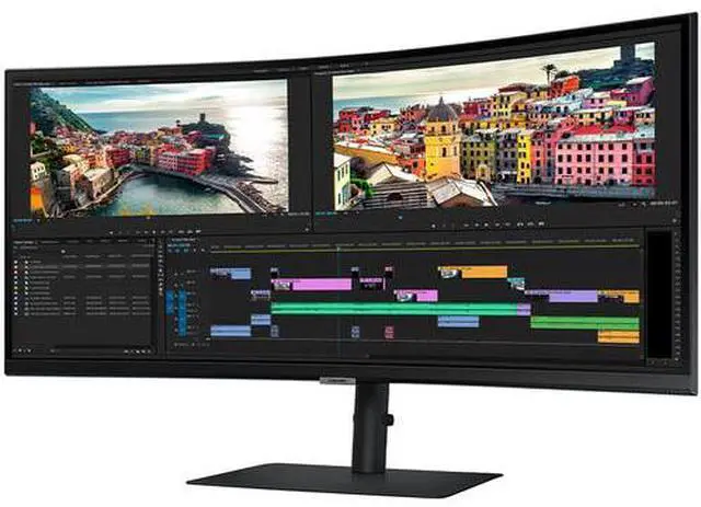 Alt view image 2 of 5 - Samsung S34A654UXN 34" 3440 x 1440 Curved WQHD Monitor 100 Hz HDR10 5ms USB-C, DP, USB 3.0 Hub Height Adjustable Stand HDMI, VGA - 59C62U3