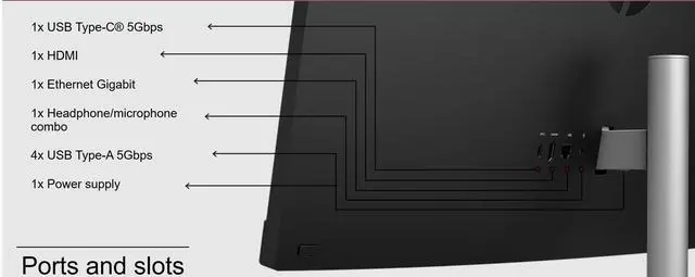Alt view image 5 of 5 - HP 27-CR0000M 27" FHD IPS AMD Ryzen 3 7320U 2.4 GHz up to 4.1 GHz 8GB 512GB NVMe M.2 SSD AMD Radeon Graphics Windows 11 Home All-In-One Desktop, Black - 947R2AV-V054