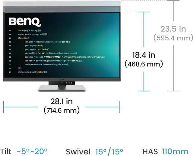 Alt view image 4 of 5 - BenQ RD320U 31.5" 4K (3840 x 2160) Programming Monitor 60Hz 5ms 16:9, IPS Panel HDR10, 90W USB-C, Coding Modes, Night Hours Protection