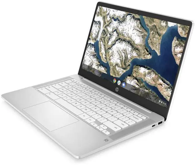 Alt view image 3 of 6 - HP Chromebook 14a-na0240nr 14" Touch Intel Celeron N4120 1.1 GHz up to 2.6 GHz 4GB RAM 64GB eMMC Intel UHD Graphics 600 ChromeOS Laptop, Ceramic White - 60F62UA