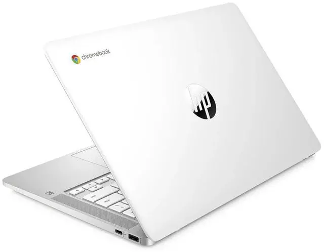 Alt view image 6 of 6 - HP Chromebook 14a-na0240nr 14" Touch Intel Celeron N4120 1.1 GHz up to 2.6 GHz 4GB RAM 64GB eMMC Intel UHD Graphics 600 ChromeOS Laptop, Ceramic White - 60F62UA