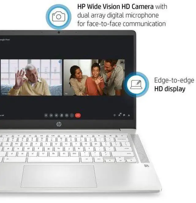 Alt view image 4 of 5 - HP Chromebook 14a-na0122od 14" Intel Pentium Silver N5030 1.10 GHz up to 3.10GHz 4GB 64GB eMMC Intel UHD Graphics 605 Chrome OS Laptop - 4N1B0UA