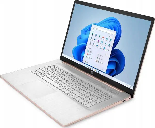 Alt view image 3 of 5 - HP 17-cn0445nr 17.3" HD+ Intel Celeron N4120 1.1 GHz up to 2.6 GHz 4GB DDR4 256GB SSD Intel UHD Graphics 600 Windows 11 Home in S mode Laptop, Pale Gold Rose - 90H35UA