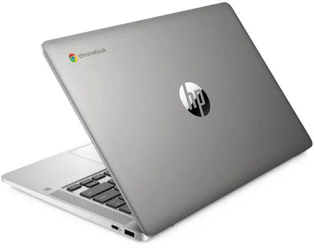 Alt view image 6 of 6 - HP Chromebook 14a-na0701ds 14" Intel Celeron N4120 1.10 GHz up to 2.6 GHz 4GB RAM 128GB eMMC Intel UHD Graphics 600 ChromeOS Laptop, Mineral Silver - 8R072UA