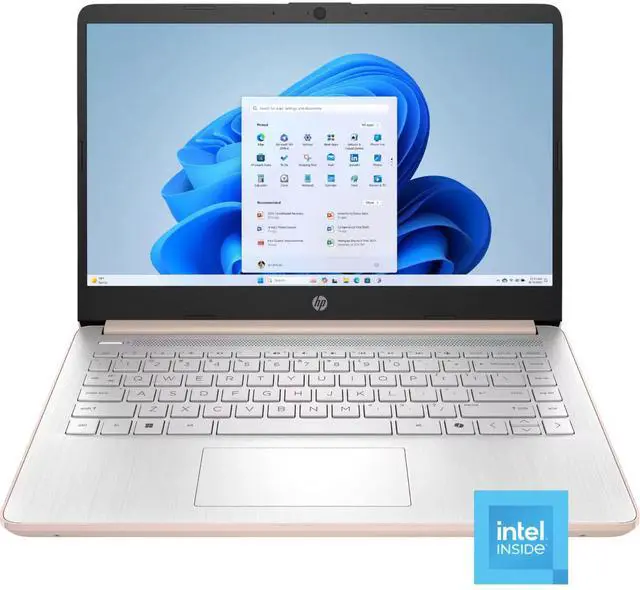 Main image of HP 14-dq6105dx 14" HD Intel N150 0.8 GHz up to 3.6 GHz 4 GB 128 GB UFS Intel Graphics Windows 11 Home Laptop, Pale Rose Gold - D0SN9UA