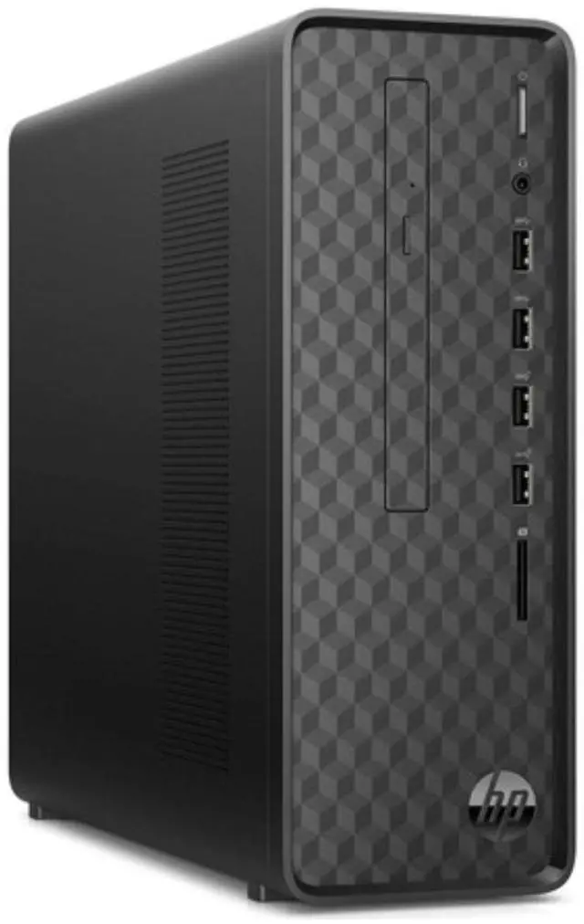 Main image of HP Slim S01-pF1046b Intel Core i3-10100 3.60 GHz up to 4.3 GHz 8GB DDR4 256GB SSD Windows 11 Home Desktop, Black - 9EE15AA