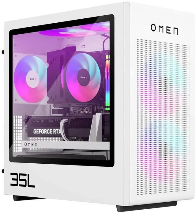 Alt view image 3 of 3 - HP OMEN 35L GT16-0159c AMD Ryzen 7 8700F 4.1 GHz up to 5.0 GHz 32GB DDR5 2TB + 1TB SSD NVIDIA GeForce RTX 5070 Windows 11 Home Gaming Desktop, White - BA4A8AA