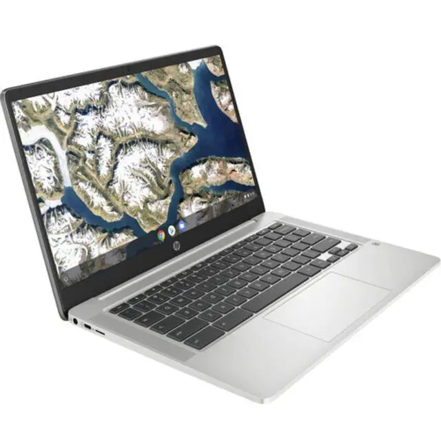 Alt view image 3 of 6 - HP Chromebook 14a-na0200nr 14" Intel Celeron N4120 1.1 GHz up to 2.6 GHz 4GB RAM 64GB eMMC Intel UHD Graphics 600 ChromeOS, Mineral Silver - 60F57UA