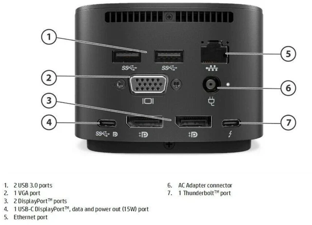 Alt view image 2 of 4 - HP Thunderbolt G4 Docking Station w/Combo Cable HDMI DisplayPort USB-C 280W Adapter