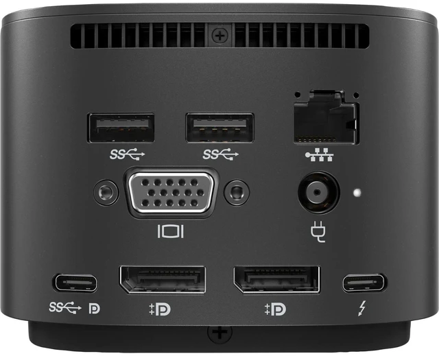 Alt view image 2 of 5 - HP Thunderbolt Dock G2 with Combo Cable compatible with Thunderbolt systems and USB Type-C systems with power and video system and supports 1 Gb of Ethernet, DisplayPort and VGA, Black - 3VL22AV