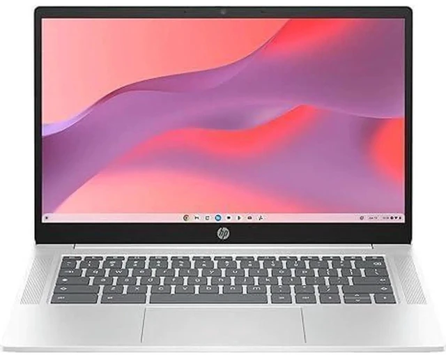 Main image of HP 14a-nf0012tg 14" Intel Processor N200 1.80 GHz up to 3.7 GHz 4 GB 128 GB Universal Flash Storage Intel UHD Graphics Chrome OS Chromebook, Silver, Minor Scratches and Dents - 9P1U4UA