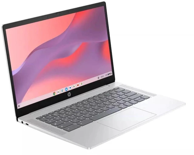 Alt view image 3 of 5 - HP 14a-nf0012tg 14" Intel Processor N200 1.80 GHz up to 3.7 GHz 4 GB 128 GB Universal Flash Storage Intel UHD Graphics Chrome OS Chromebook, Silver, Minor Scratches and Dents - 9P1U4UA