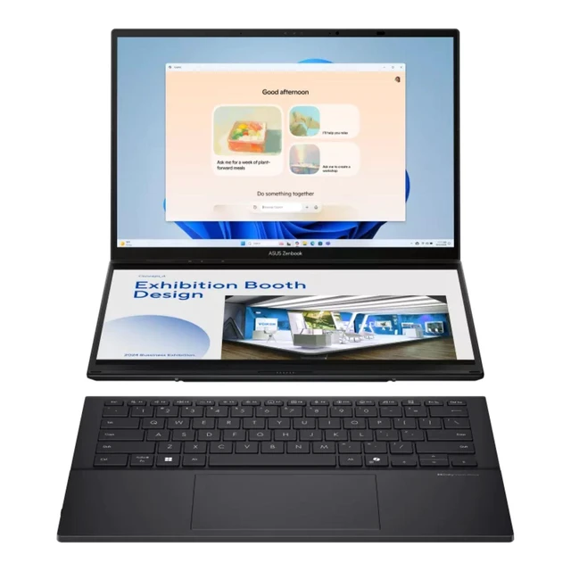 Alt view image 2 of 5 - ASUS Zenbook DUO 14" WUXGA Touchscreen Intel Ultra 9 285H 2.9 GHz up to 5.4 GHz 32GB 2TB SSD Intel Arc Graphics Windows 11 Home 2 in 1 Laptop, Inkwell Gray, Minor Scratches and Dents - UX8406CA-IS99T
