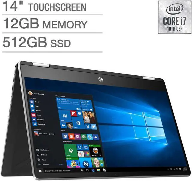 Main image of HP Pavilion x360 14-dh2075cl 14" FHD Touch 1920x1080 Laptop Intel i7-1065G7 1.3GHz, 12GB, 512GB SSD, Intel Iris Plus Graphics, Windows 10 - 2Z285UA