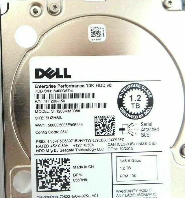 Alt view image 2 of 2 - Dell 36RH9 036RH9 1.2TB HDD 10K SAS 2.5" Seagate ST1200MM0088 w Caddy G11 G12