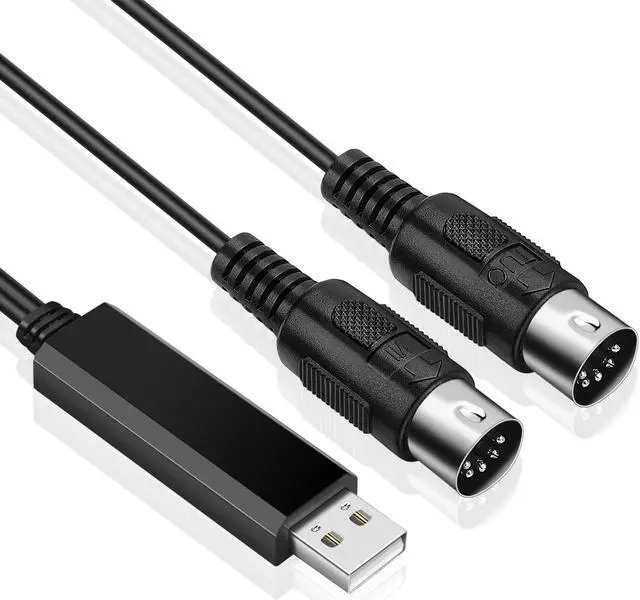 Alt view image 2 of 5 - TNP Midi to USB Cable Interface Converter - IN OUT Midi Cable Host Adapter Plug Controller Wire Cord For Keyboard Synthesizer Piano Instrument to Mac Computer PC Windows Laptop Music Studio (6 FT)