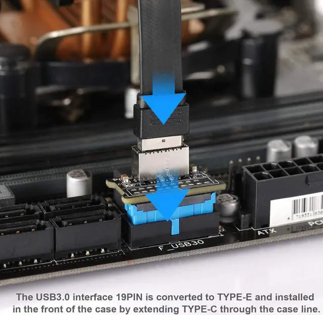 Alt view image 4 of 7 - South City Mall USB 3.0 Front 19PIN to 3.1 Type-C Front Panel Header Type-E Adapter 20 to 19 Pin Expansion Card for Computer Mainboard