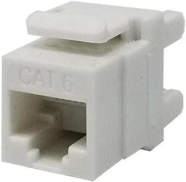 Main image of 100 Pack Lot Keystone Jack Cat6 White Network Ethernet 110 Punchdown 8P8C 180°