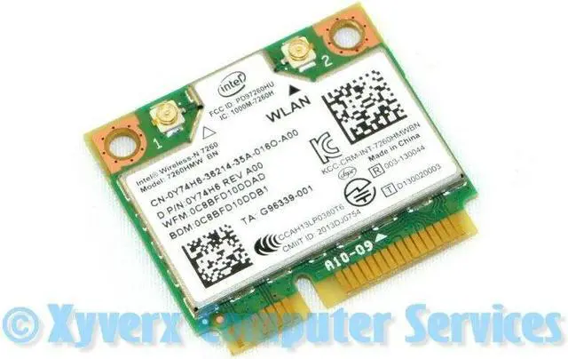 Alt view image 4 of 7 - Genuine Dell Inspiron Wireless-N Mini-Card 7260HMW BN Wifi + BT 4.0 Y74H6 0Y74H6