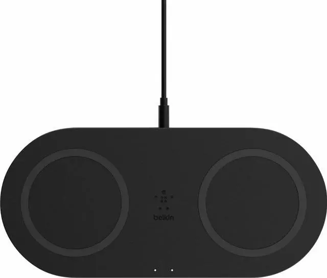 Alt view image 6 of 16 - Belkin Dual Wireless Charger (Dual Wireless Charging Pad 10W for iPhone 11, 11 Pro, 11 Pro Max, Galaxy S20, S20+, S20 Ultra, Pixel 4, 4XL, AirPods and More), Black